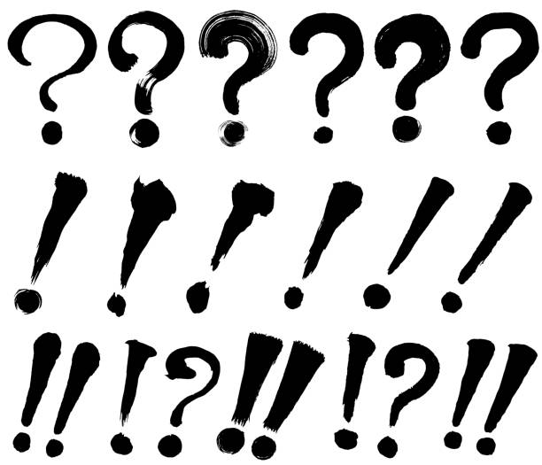 Exclamation marks and question marks. Exclamation marks and question marks. brush stroke illustrations. exclamation point stock illustrations