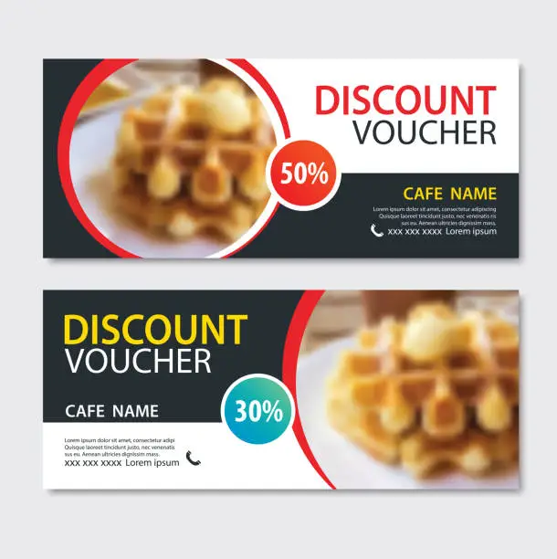 Vector illustration of Discount voucher dessert waffle in template design.