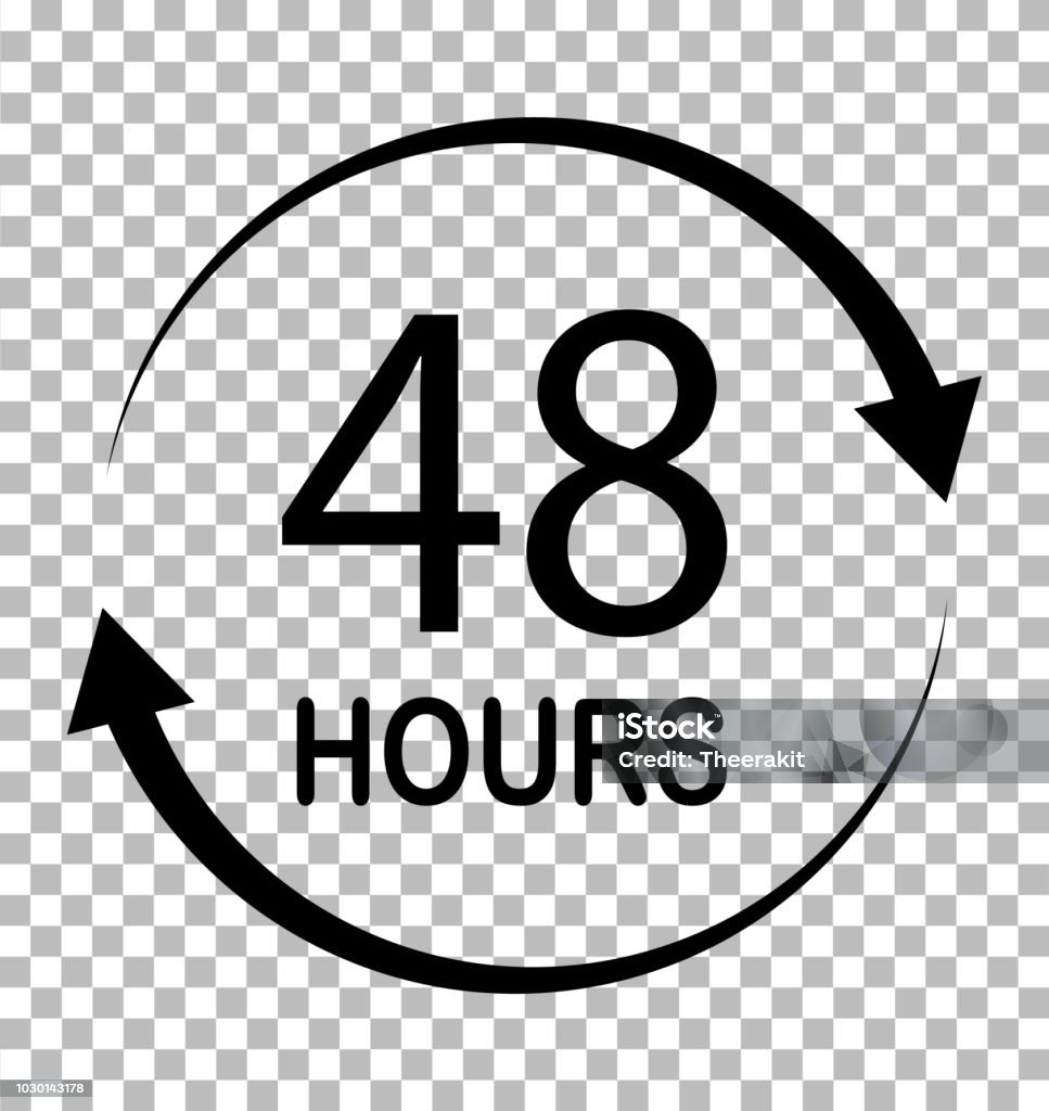 48 hours on transparent background. 48 hours sign. flat style. 48 hours icon for your web site design, logo, app, UI. Time stock vector