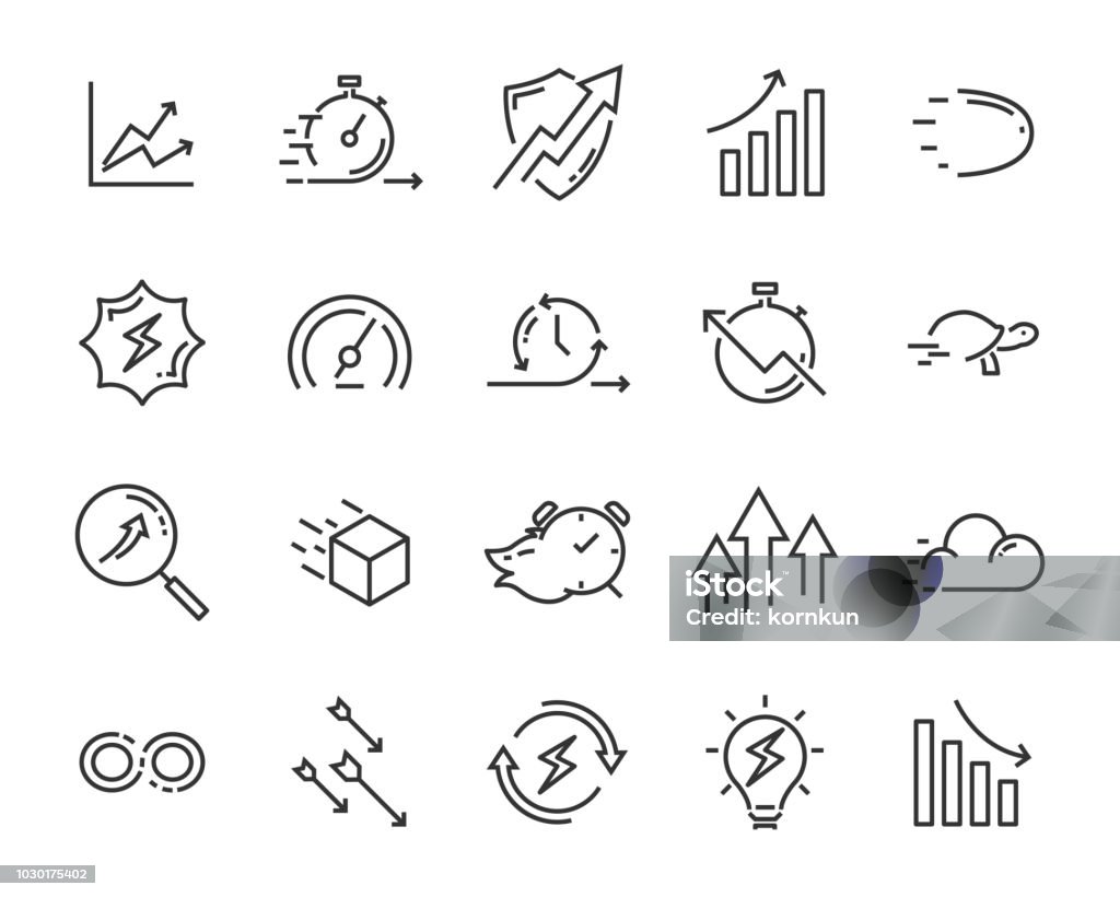 simple set of vector line icon, contain such lcon as speed, agile, boost, process, time and more Icon Symbol stock vector