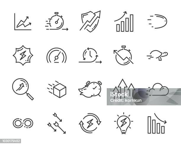 Simple Set Of Vector Line Icon Contain Such Lcon As Speed Agile Boost Process Time And More Stock Illustration - Download Image Now