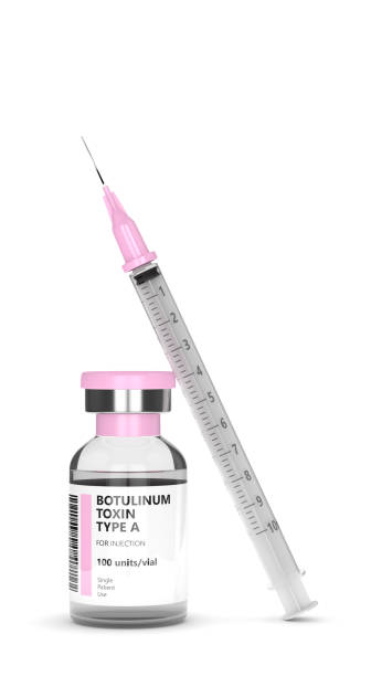 3d render mit botulinumtoxin (botox) geben sie ein fläschchen - botulismus clostridium stock-fotos und bilder