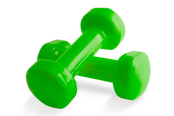 istock Two of green dumbbells, Isolated on white background. 1030187972