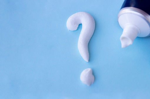 Question Mark With Toothpaste Question Mark From Toothpaste On Blue Background Toothpaste Selection ...