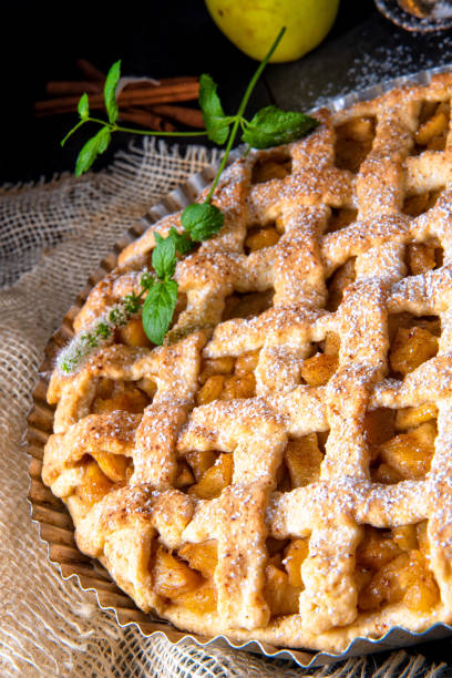 istock Tasty Apple pie with lattice upper crust 1030191298