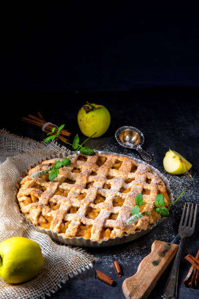 istock Tasty Apple pie with lattice upper crust 1030191388