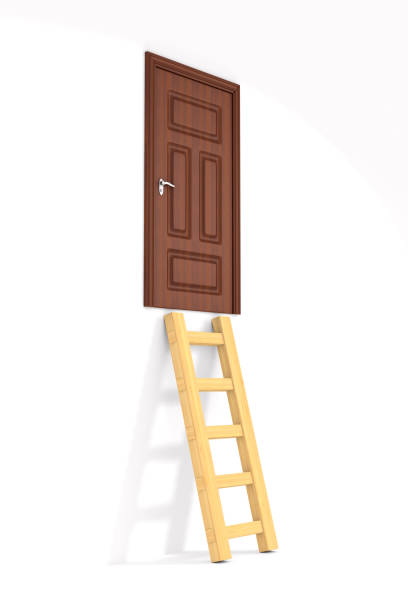 istock staircase and door on white background. Isolated 3D illustration 1030198688