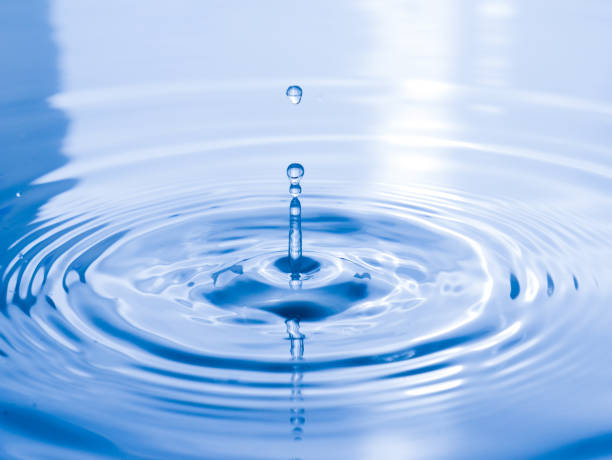 istock close up drop of water on blue background 1030207686