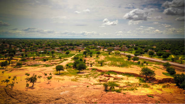 istock Panoramic landscape view to sahel and oasis, Dogondoutchi, Niger 1030212482