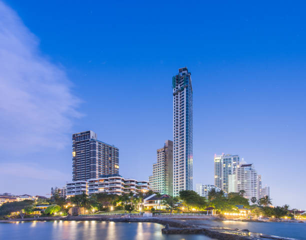 istock Hotel on beach and Sea Twilight 1030214740
