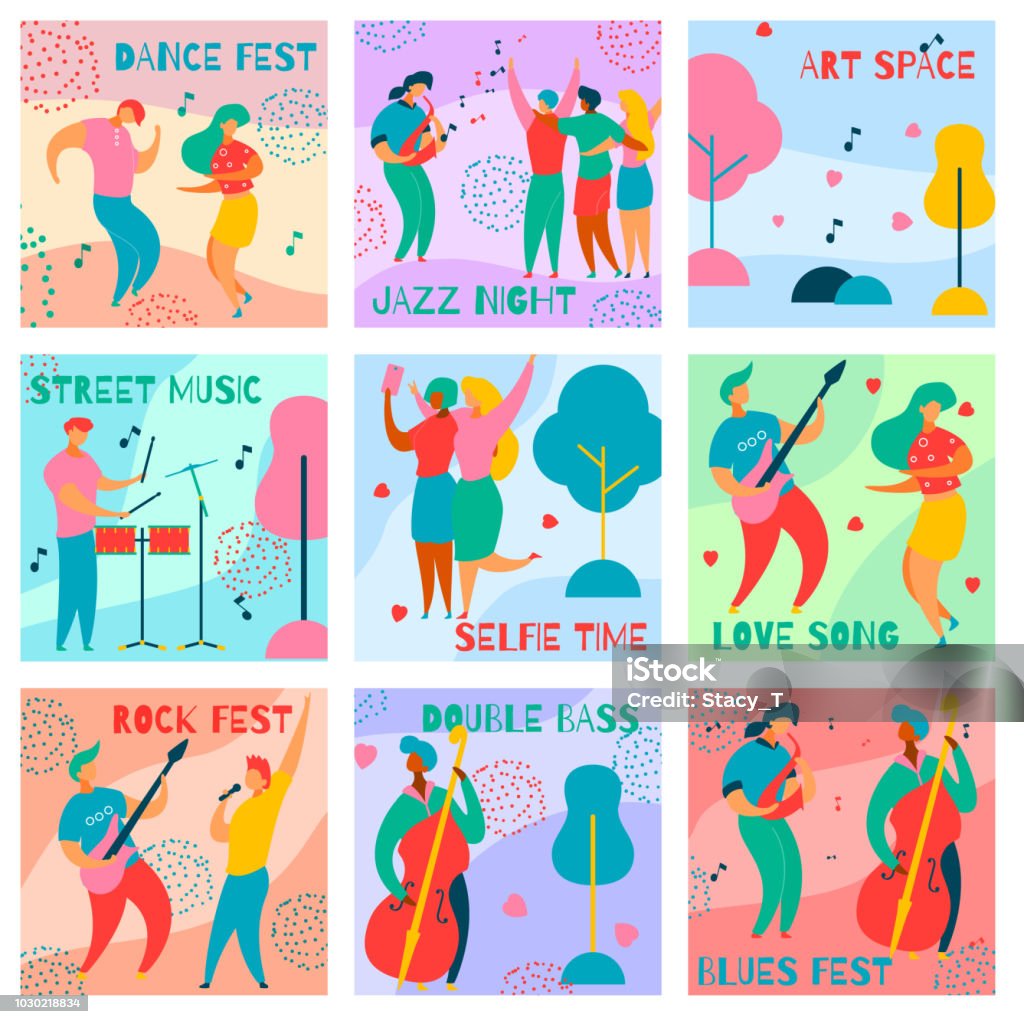 Music fest cards - Royalty-free Festival de Música arte vetorial