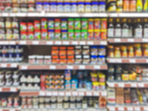 Supermarket shelf defocus background
