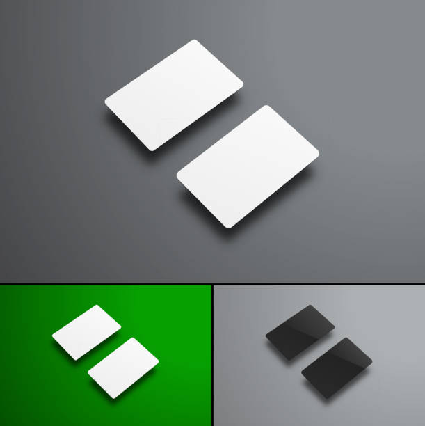 istock Universal vector mockup of two banking or gift cards hovering over the background 1030223056