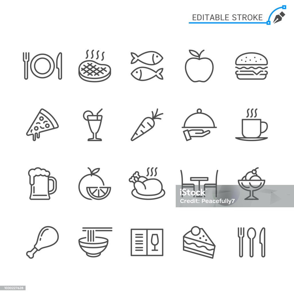Food line icons. Editable stroke. Pixel perfect. Simple vector line Icons. Editable stroke. Pixel perfect. Icon Symbol stock vector