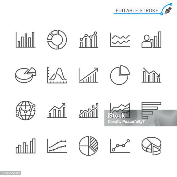 Statistics Line Icons Editable Stroke Pixel Perfect Stock Illustration - Download Image Now