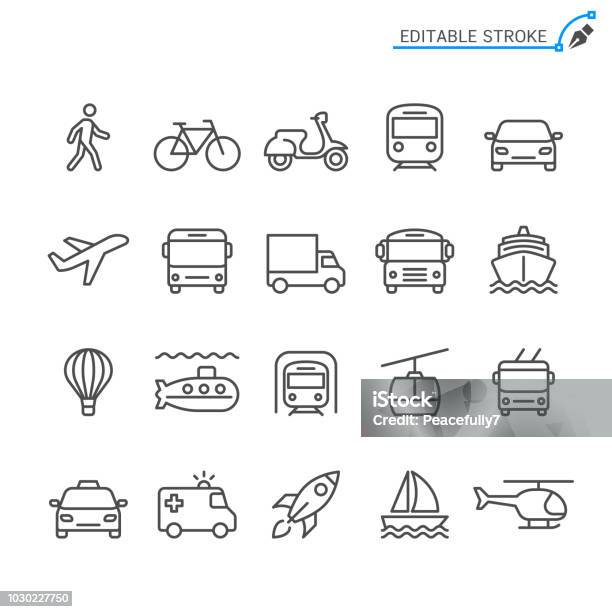 Ilustración de Iconos De La Línea De Transporte Movimiento Editable Pixel Perfecto y más Vectores Libres de Derechos de Ícono