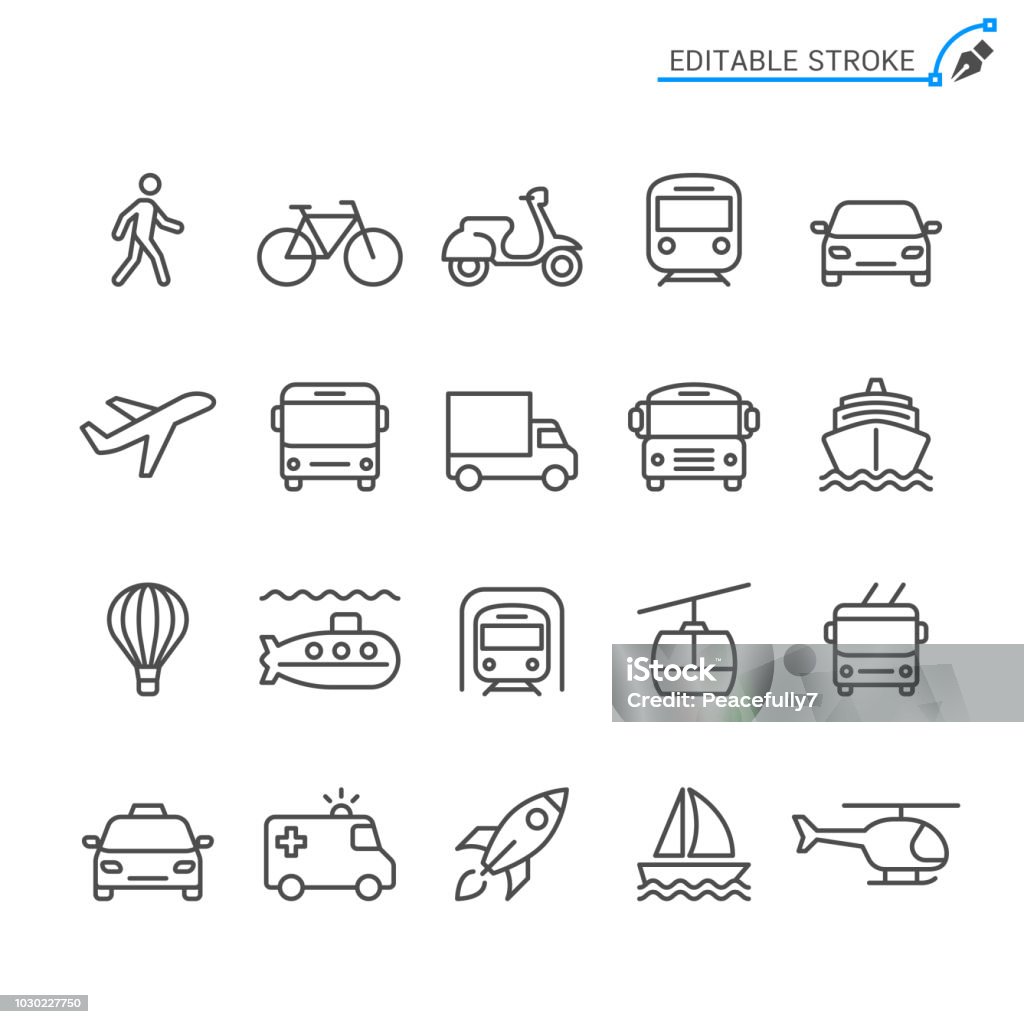 Transportation line icons. Editable stroke. Pixel perfect. Simple vector line Icons. Editable stroke. Pixel perfect. Icon Symbol stock vector