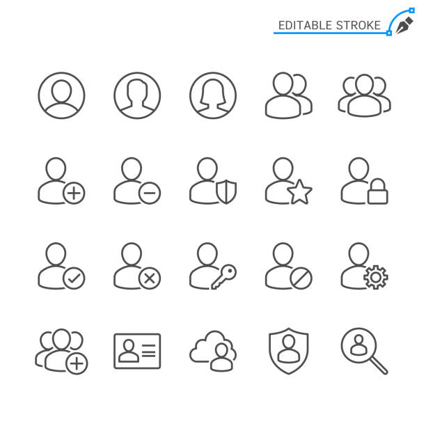 Users line icons. Editable stroke. Pixel perfect. Simple vector line Icons. Editable stroke. Pixel perfect. cross functional team icon stock illustrations