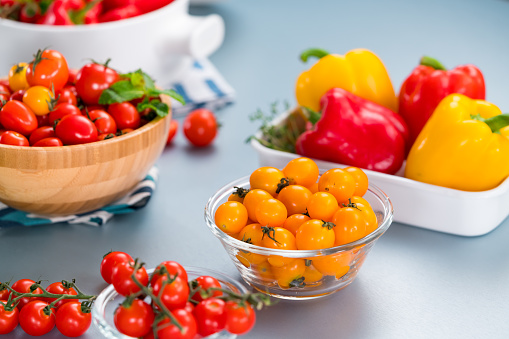 Fresh Colorful tomatoes on the table