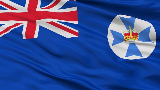 Queensland City Flag, Country Australia, Closeup View, 3D Rendering