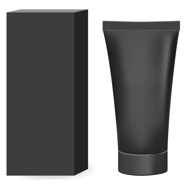 istock Cream Tube with packaging black blank mockup isolated on white background. Realistic Vector illustration. 1030236650