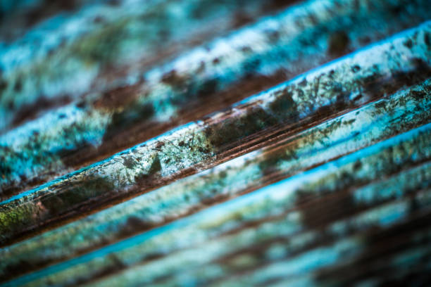 istock Textured abstract background of corrugated blue plastic 1030239592