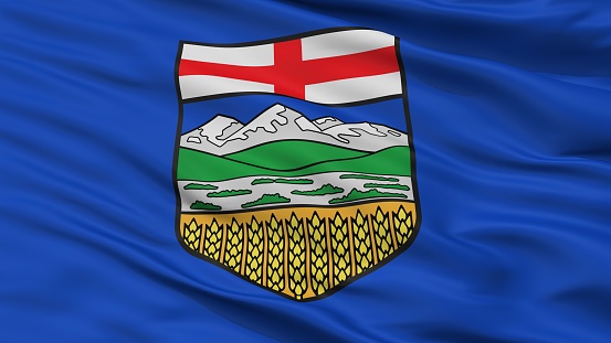 Alberta City Flag, Country Canada, Closeup View, 3D Rendering
