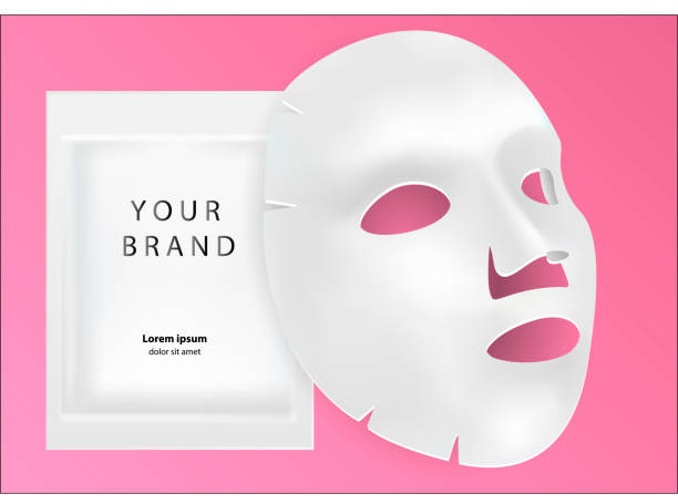 istock White sheet facial cosmetic mask isolated on background. 3d realistic Realistic vector illustration. Mockup for packaging design. Cosmetics beauty product for face treatment, anti-aging. 1030254428