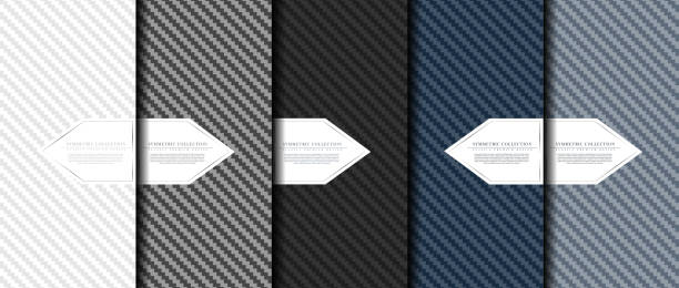 symetryczna kolekcja abstrakcyjna wzór włókna węglowego wzór szablonu karty tła wektor - carbon fiber textile pattern stock illustrations