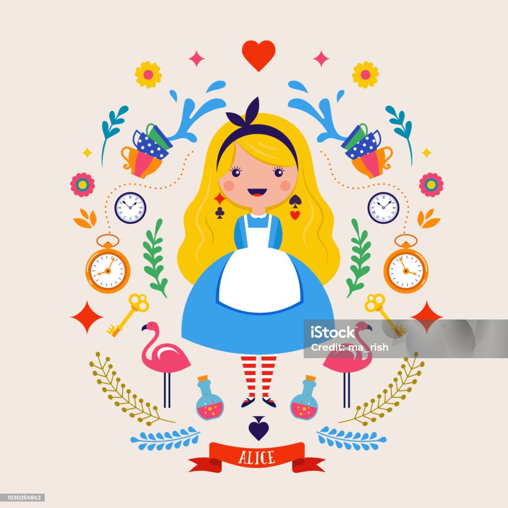 Alice In Wonderland Banner Poster And Card We Are Mad Here Vector Background  Stock Illustration - Download Image Now - iStock
