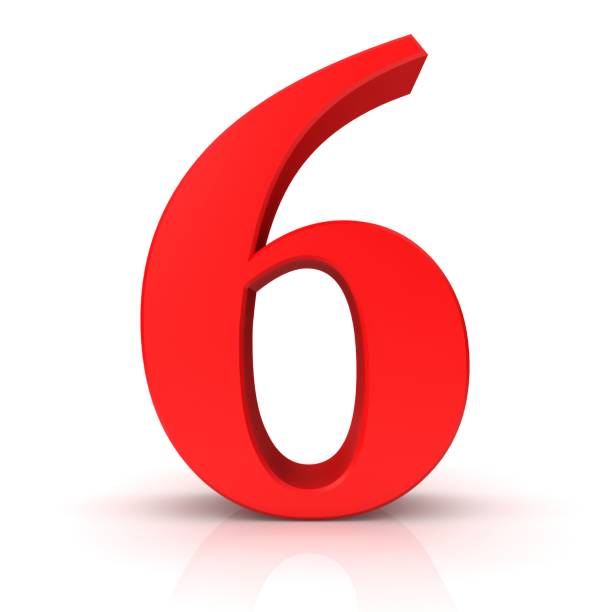 6 Number Six Sixth Red 3d Sign Icon Isolated Stock Photo