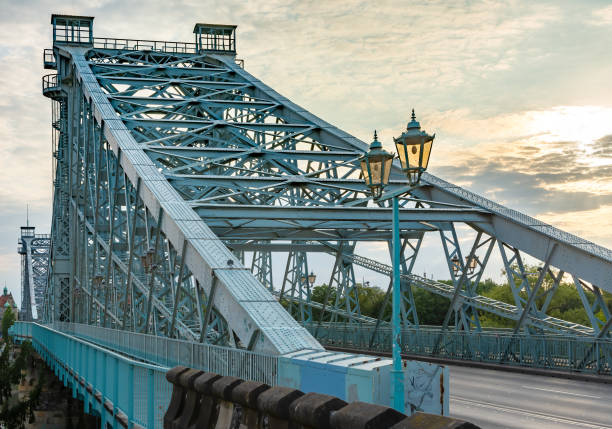 istock Blue Wonder bridge accross the river Elbe 1030263326