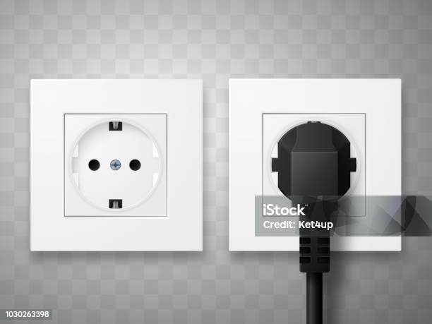 Socket Or Outlet Socket And Plug Inserted In Electrical Outlet Isolated Stock ...