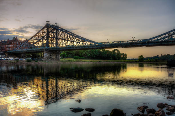 istock Blue Wonder bridge accross the river Elbe 1030263416