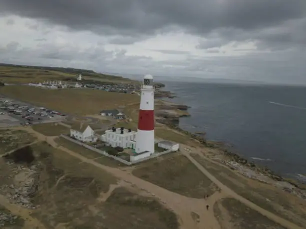 Portland Bill Lighthouse. Completed in 1906. Standing at a height of 135ft. Marking hazardous waters surrounding Portland Bill for ships navigating the English Channel.