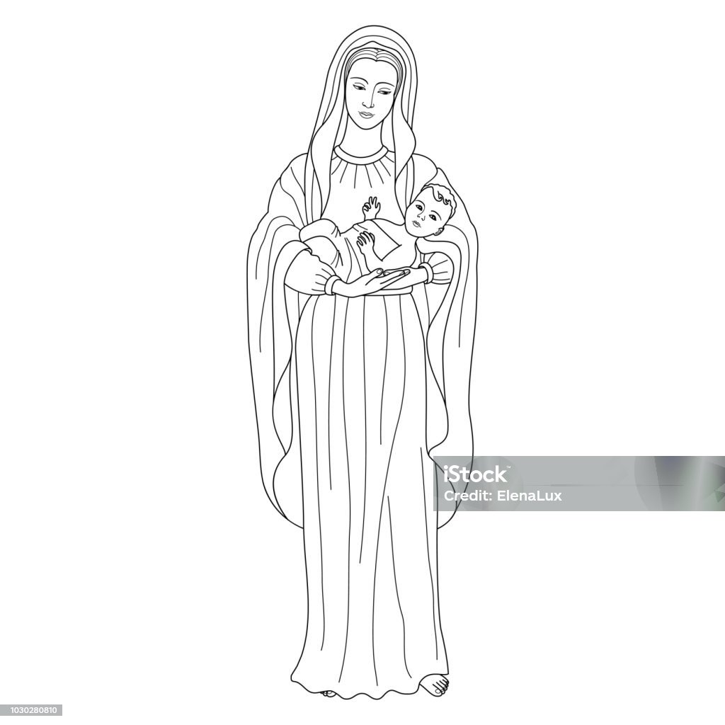 Đức Trinh Nữ Maria Bế Bé Jesus Hình minh họa Sẵn có - Tải xuống ...