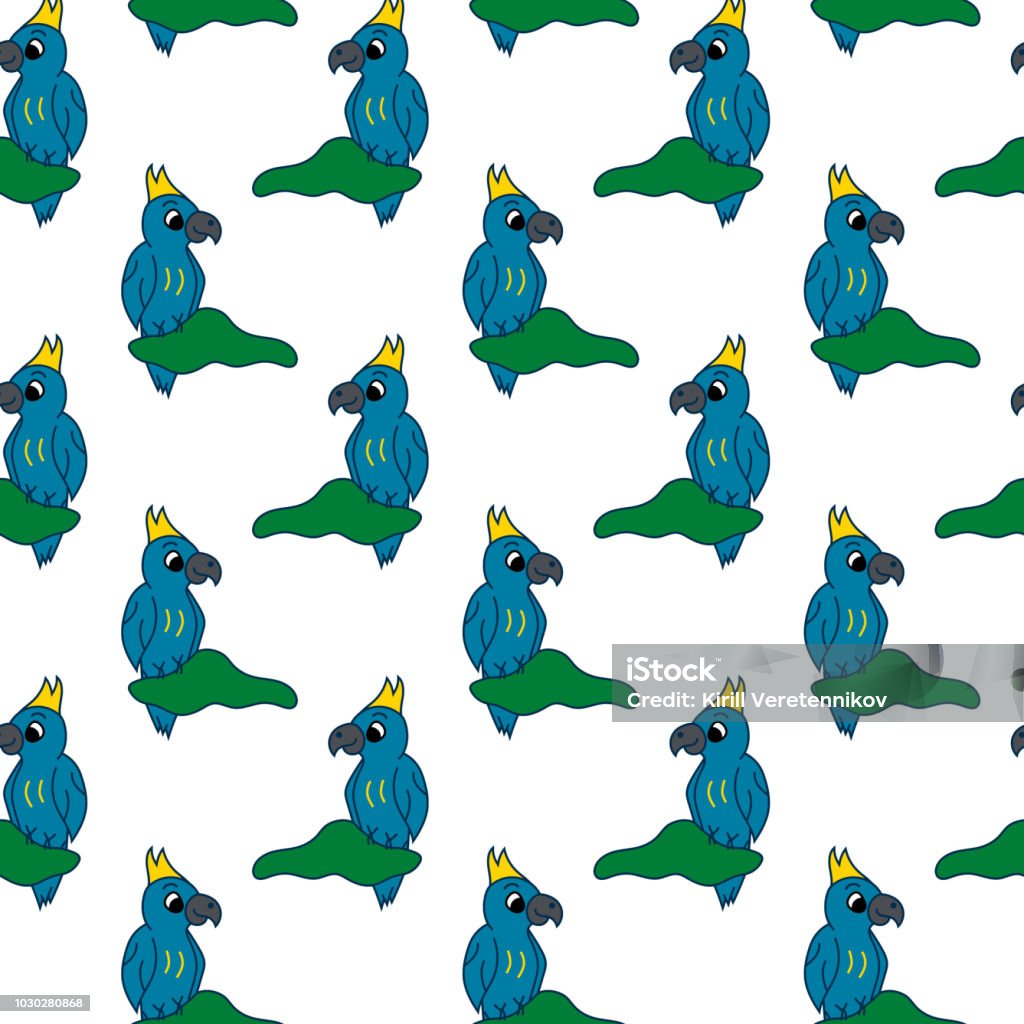 Parrot Backround Pattern Seamless Parrot Pattern Cute Bird Vector Isolated Background Stock ...