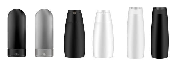istock 3d cosmetic bottles set. Packaging for gel, shampoo and other liquid products. Vector illustration. 1030281488
