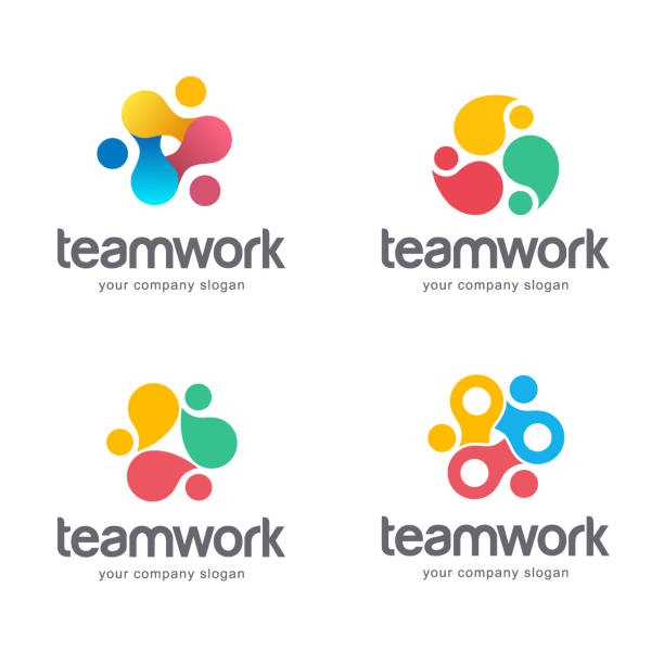 Vector abstract emblem design template. Teamwork, alliance icon Vector abstract emblem design template. Teamwork, alliance icon wechat logo stock illustrations