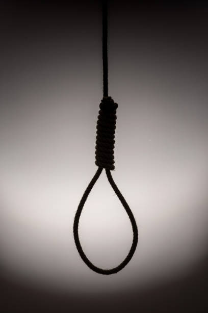 Silhouette of Hangman's Noose Silhouette of Hangman's Noose silhouette of the hanging noose stock pictures, royalty-free photos & images
