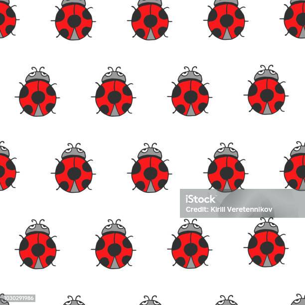 Colorful Ladybug Pattern Colorful Cute Ladybug Vector Pattern Seamless Background Stock ...