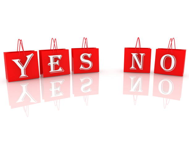 istock Yes and no concept on red shopping bags 1030295120