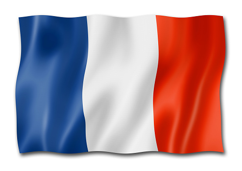 France flag, three dimensional render, isolated on white