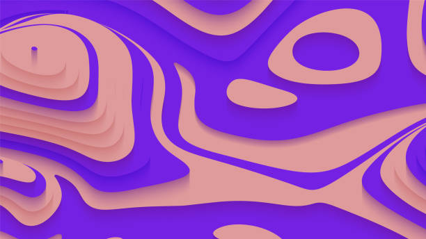 istock Abstract violet paper cut terrain. Paper sclices with soft shadow form 3d hills. Minimalistic design. Vector illustration. Paper craft landscape. 1030299466