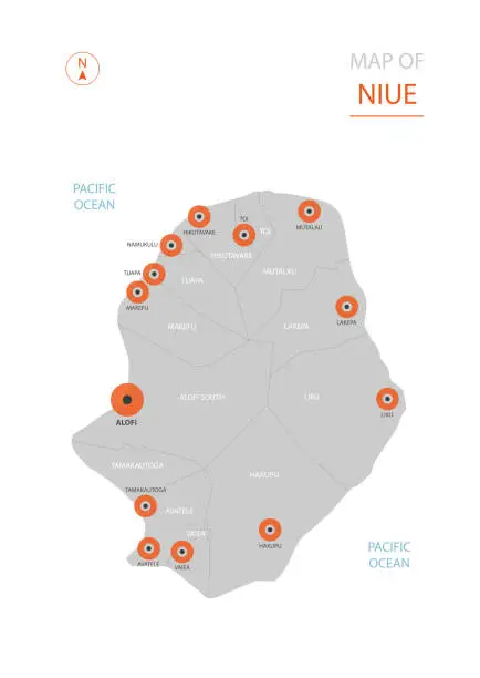Vector illustration of Niue map with administrative divisions.