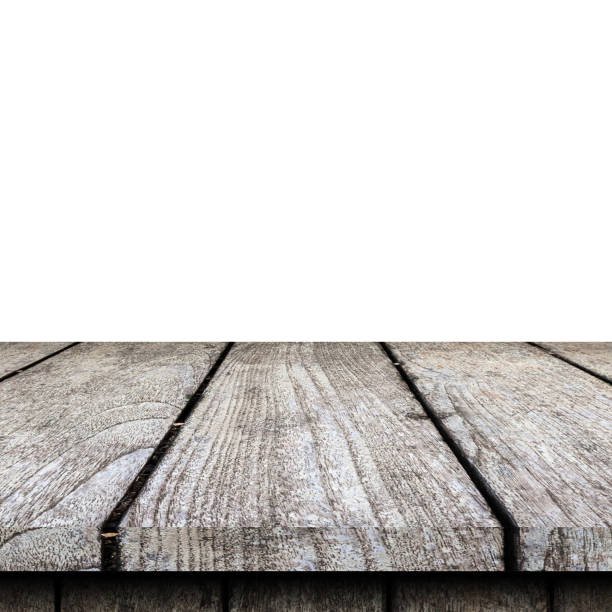 istock Empty wooden table top on isolated white, Template mock up for display of product. 1030303384