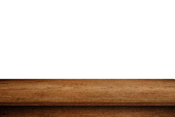 istock Empty wooden table top on isolated white, Template mock up for display of product. 1030303482