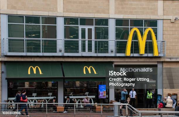 The Entrance To Mcdonalds Restaurant At Riverside Stock Photo - Download Image Now - Berkshire - England, Building Exterior, Business