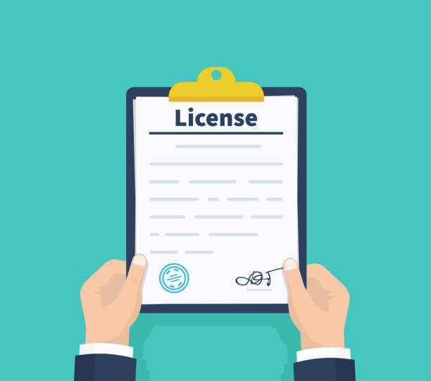 Man hold License. Checklist. Holding the clipboard. Paperwork, sheets in folder. Vector illustration. Man hold License. Checklist. Holding the clipboard. Paperwork, sheets in folder. Vector illustration charter stock illustrations