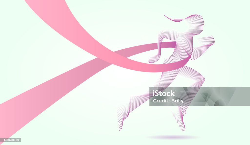 Breast Cancer Awareness Run Women running for breast cancer awareness campaign Running stock vector
